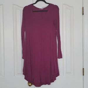 Dark  Fuchsia long sleve tunic